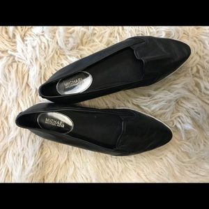 Michael Kors black leather slip ons 10